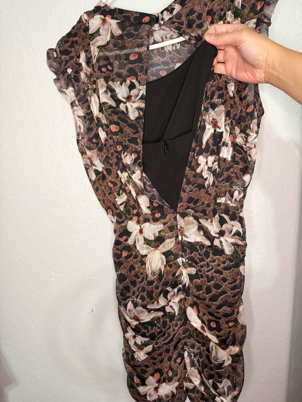 All Saints Brown Leopard Floral Mini Dress - Picture 6 of 7